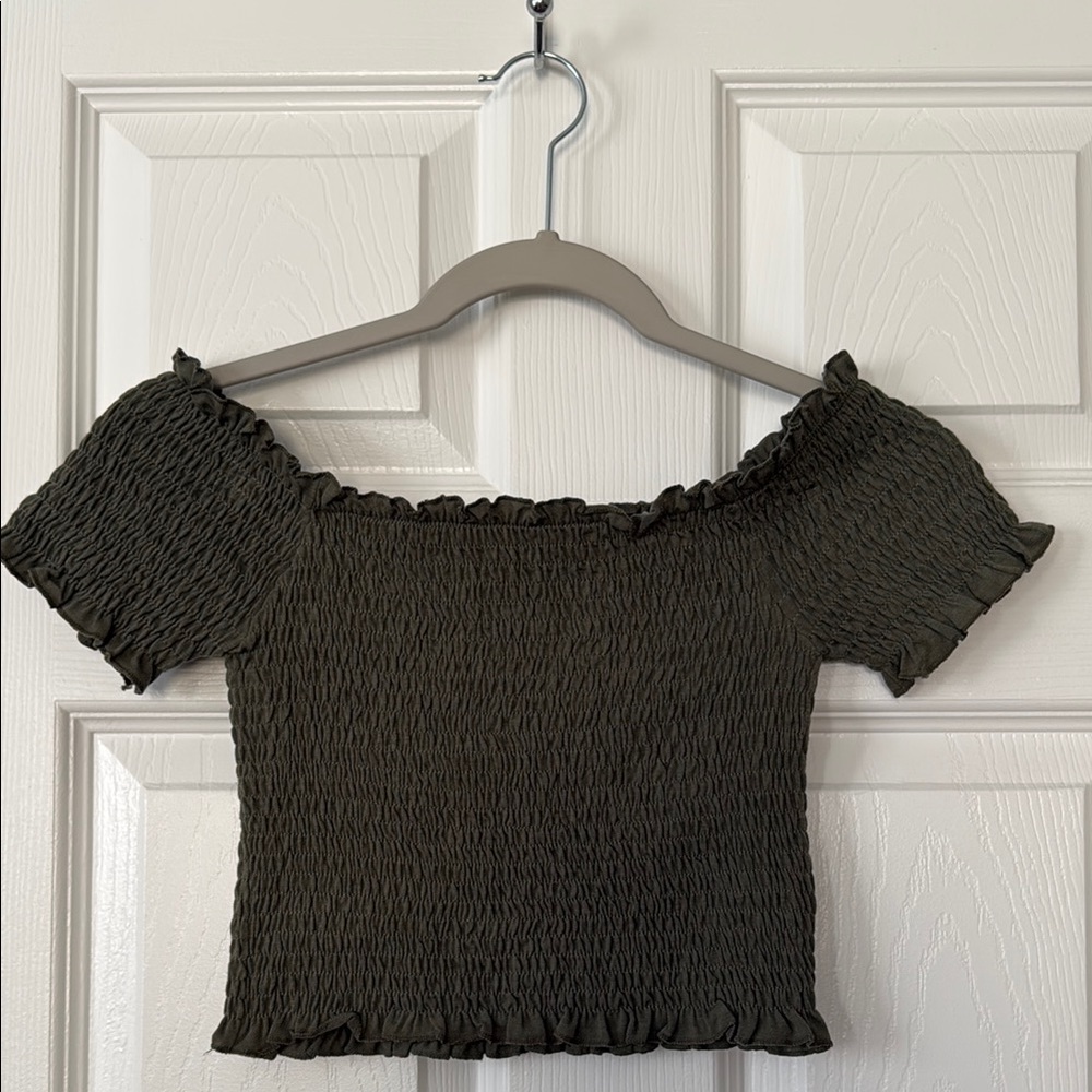 Madrag Women's Olive Green Smocked Top